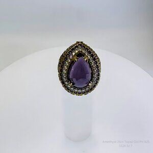 Handmade Jewelry Natural Purple Amethyst Ring 925 Silver Size 7 Jewelry